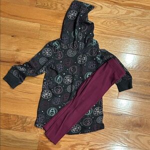 Marvel Black Patterned Hoodie with Purple Leggings